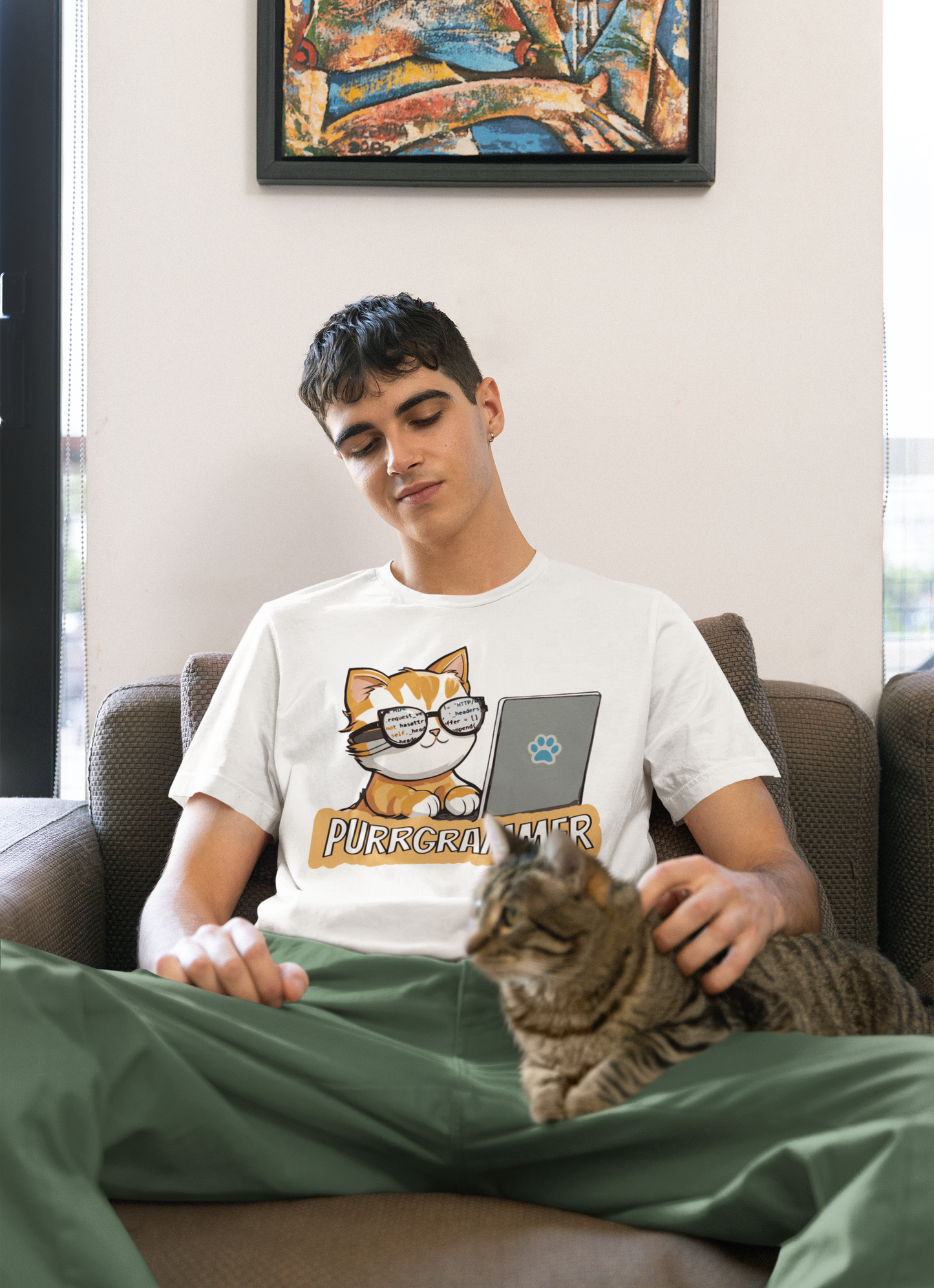 love for programming displayed on cat-themed shirt