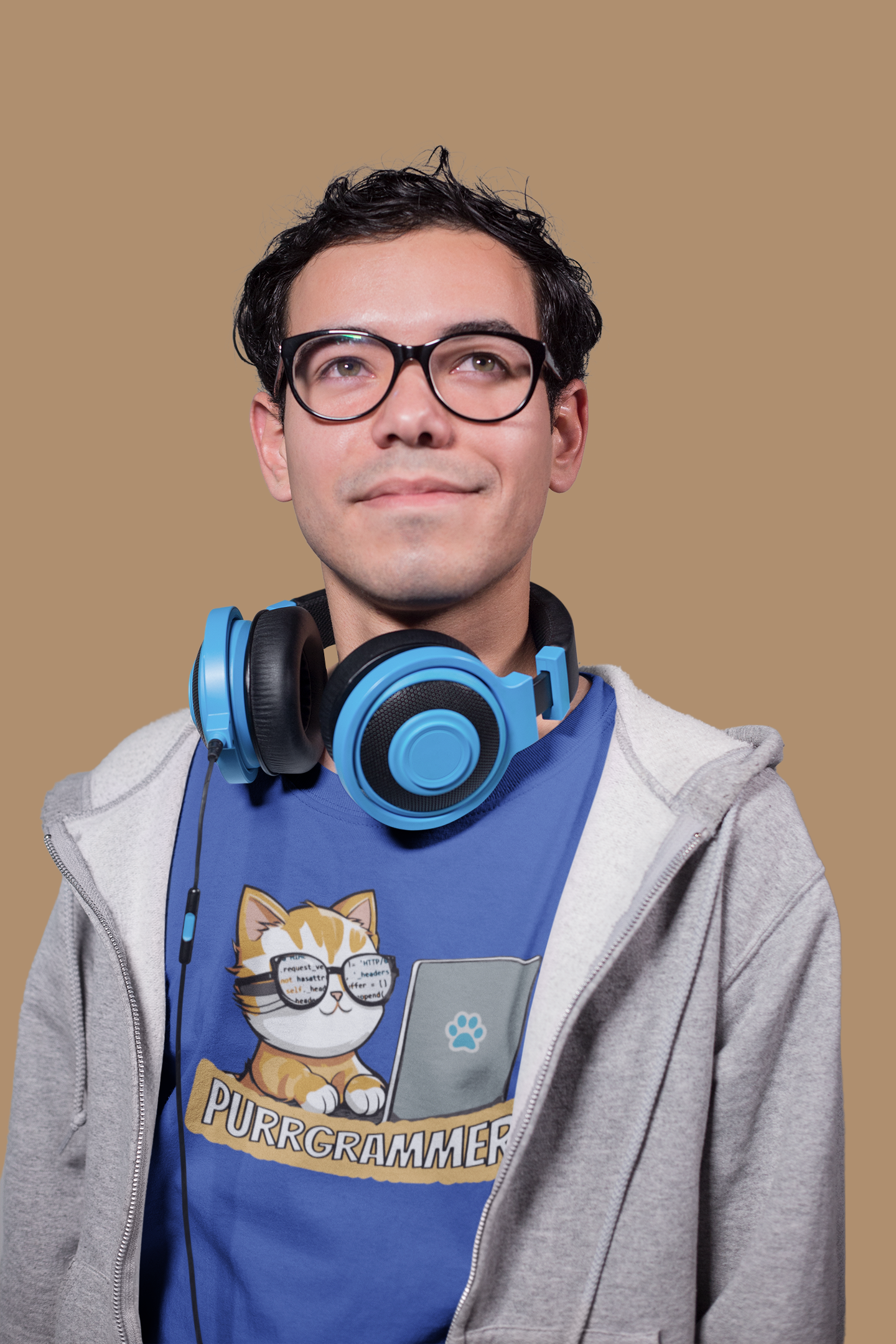 love for programming on a men's cat-themed shirt