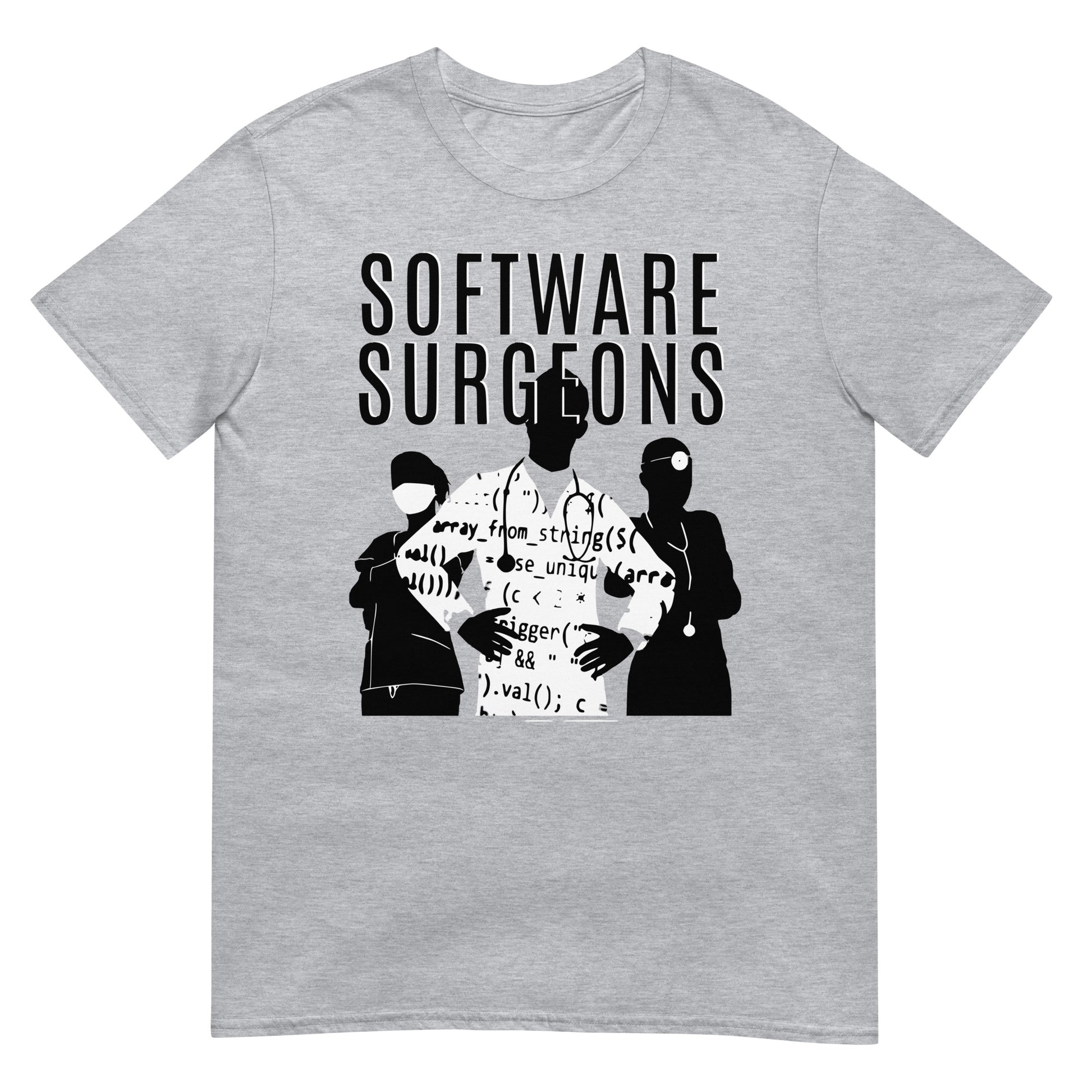 surgeon-themed tshirt featuring code and programmer
